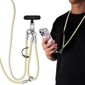 Uniwersalna smycz do telefonu na nadgarstek, szyję i ramię Bizon Accessories ReLoop, beżowa