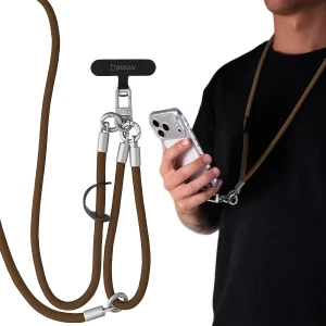 Uniwersalna smycz do telefonu na nadgarstek, szyję i ramię Bizon Accessories ReLoop, brązowa