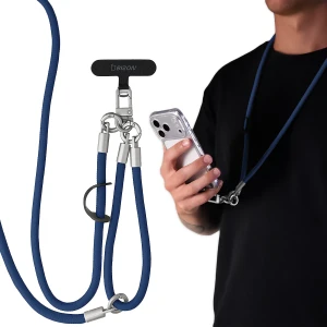 Uniwersalna smycz do telefonu na nadgarstek, szyję i ramię Bizon Accessories ReLoop, ciemnoniebieska