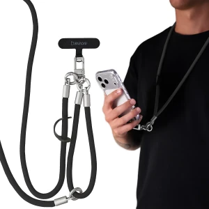 Uniwersalna smycz do telefonu na nadgarstek, szyję i ramię Bizon Accessories ReLoop, czarna