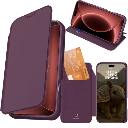 Etui z klapką Dux Ducis Skin Pro do iPhone 18 Pro Max / 17 Pro Max, burgundowe (1/10)