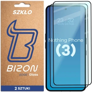 Szkło hartowane Bizon Glass Edge Duo do Nothing Phone (3), czarna ramka, 2 sztuki