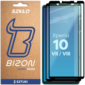 Szkło hartowane Bizon Glass Edge Duo do Sony Xperia 10 VIII / VII, czarna ramka, 2 sztuki