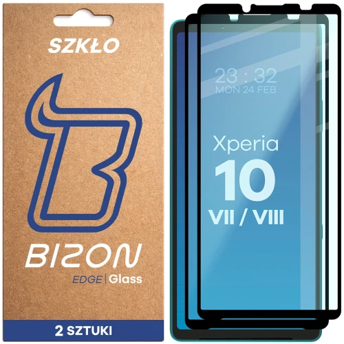 Szkło hartowane Bizon Glass Edge Duo do Sony Xperia 10 VIII / VII, czarna ramka, 2 sztuki (1/4)