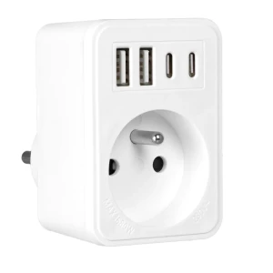 Rozgałęźnik sieciowy Vayox VA0375, gniazdko euro, 2x USB-C, 2x USB-A, biały