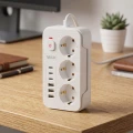 Listwa zasilająca/przedłużacz Vayox VA0468W-5, 3x gniazdo sieciowe Schuko, 3x USB-C, 3x USB-A, wraz z kablem 5m, biała (3/10)