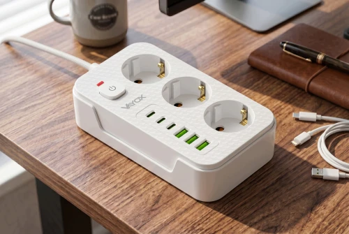 Listwa zasilająca/przedłużacz Vayox VA0468W-5, 3x gniazdo sieciowe Schuko, 3x USB-C, 3x USB-A, wraz z kablem 5m, biała (10/10)