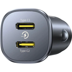 OUTLET: Ładowarka samochodowa Baseus GoTrip DP1, 2x USB-C, 30W, QC, PD, PPS, AFC, FCP, czarna