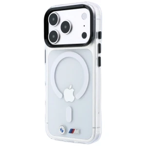 OUTLET: Etui BMW M IML Frosted Metal Logo Trims MagSafe do iPhone 18 Pro Max / 17 Pro Max, przezroczyste
