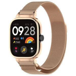 OUTLET: Etui z paskiem Bizon Strap + Case Watch Chain do Xiaomi Redmi Watch 4/5, różowozłote