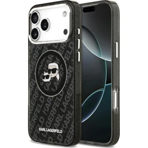 OUTLET: Etui Karl Lagerfeld IML Glitter K and C Heads do MagSafe do iPhone 18 Pro Max / 17 Pro Max, czarne