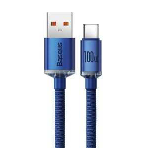 OUTLET: Kabel Baseus Crystal Shine 100W 5A USB-A do USB-C 1,2m, niebieski