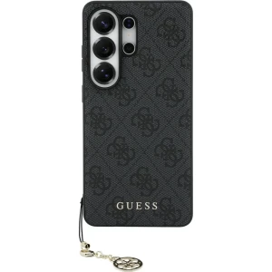 OUTLET: Etui Guess Charms Collection MagSafe Classic Logo with Charm do Galaxy S26 Ultra, czarne ze złotą zawieszką 