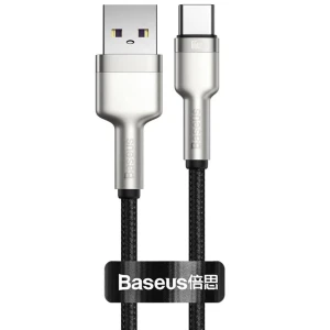 OUTLET: Kabel Baseus Cafule Metal Data USB-A do USB-C 66W, 6A, 25cm, czarny