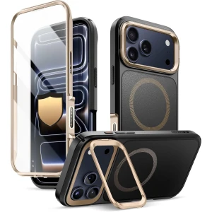 OUTLET: Etui pancerne + szkło 9H Supcase i-Blason Ares Flip Mag SPG (CC) do MagSafe do iPhone 17 Pro, czarno-złote