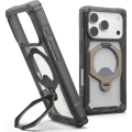 Etui pancerne z ringiem UAG Plasma XTE 360 do MagSafe do iPhone 18 Pro / 17 Pro, przezroczysto-szare z tytanowym elementem (1/15)
