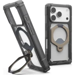 Etui pancerne z ringiem UAG Plasma XTE 360 do MagSafe do iPhone 18 Pro / 17 Pro, przezroczysto-szare z tytanowym elementem
