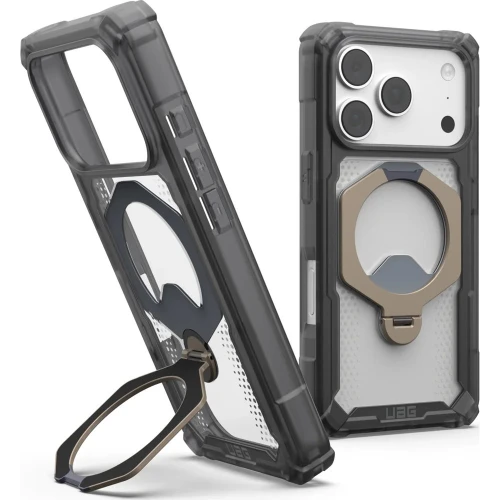 Etui pancerne z ringiem UAG Plasma XTE 360 do MagSafe do iPhone 18 Pro / 17 Pro, przezroczysto-szare z tytanowym elementem (1/15)