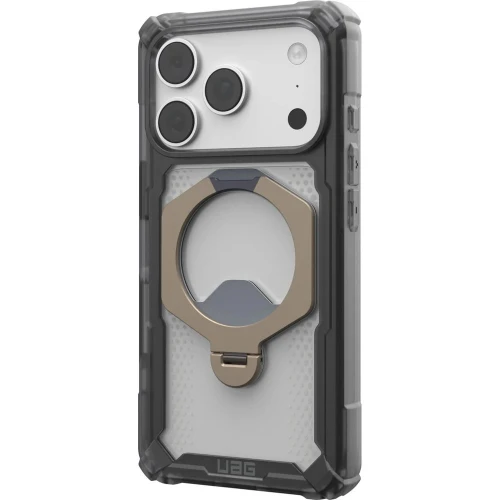 Etui pancerne z ringiem UAG Plasma XTE 360 do MagSafe do iPhone 18 Pro / 17 Pro, przezroczysto-szare z tytanowym elementem (11/15)
