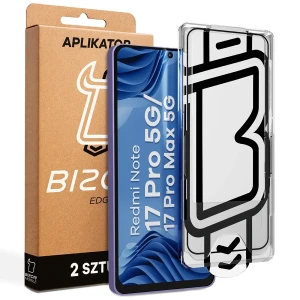 Szkło hartowane z ramką aplikacyjną Bizon Glass Aplikator Edge do Xiaomi Redmi Note 17 Pro 5G / Pro Max 5G, 2 zestawy