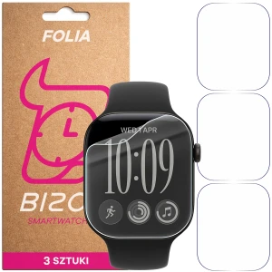 Folia ochronna na ekran zegarka Bizon Watch Film HydroFlex do Apple Watch Series 12 46mm, 3 sztuki