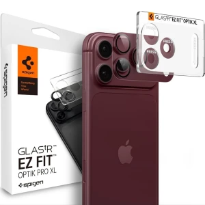 Szkło na aparat Spigen Glas.tR Ez Fit Optik Pro XL 1-Pack do iPhone 18 Pro, bordowe
