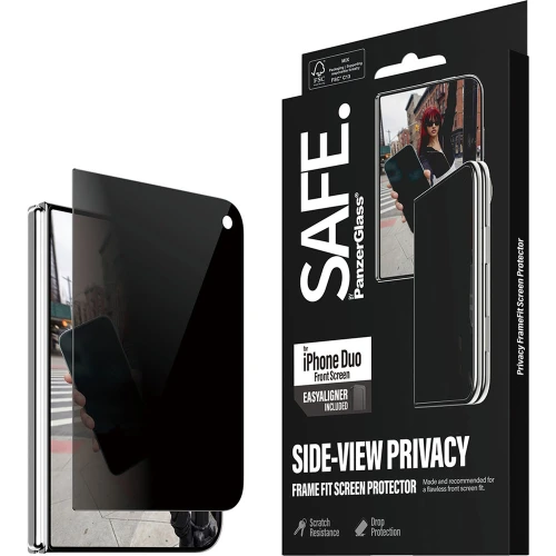 Szkło prywatyzujące z aplikatorem SAFE by PanzerGlass Ultra-Wide Fit Privacy + EasyAligner do iPhone Duo (2/7)