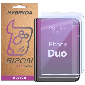 Elastyczne szkło hybrydowe Bizon Hybrid Mule Duo do iPhone Duo, 2 sztuki