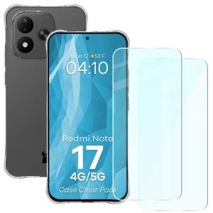 Elastyczne etui + 2x szkło hartowane Bizon Case Clear Pack do Xiaomi Redmi Note 17 4G/5G