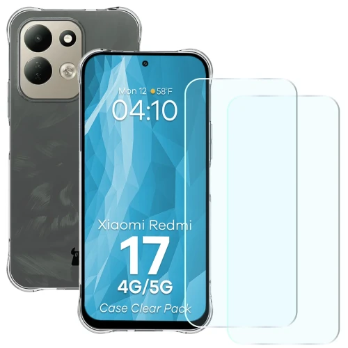 Elastyczne etui + 2x szkło hartowane Bizon Case Clear Pack do Xiaomi Redmi 17 4G/5G (1/9)