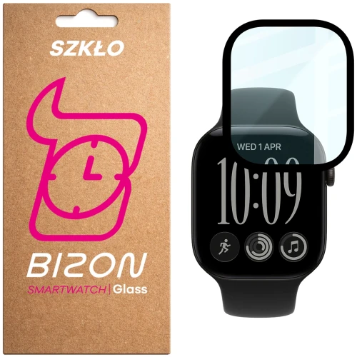 Szkło hybrydowe Bizon Watch Glass Edge Hybrid dla Apple Watch Series 12 46mm, czarne (1/5)