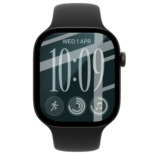 Szkło hybrydowe Bizon Watch Glass Edge Hybrid dla Apple Watch Series 12 46mm, czarne (2/5)