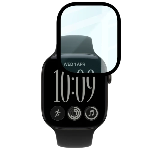 Szkło hybrydowe Bizon Watch Glass Edge Hybrid dla Apple Watch Series 12 46mm, czarne (5/5)