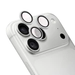 Szkło na aparat z aplikatorem Bizon Glass Snap Lens do iPhone 18 Pro / 18 Pro Max, 1 zestaw, srebrna ramka