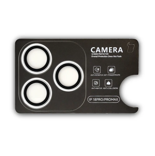 Szkło na aparat z aplikatorem Bizon Glass Snap Lens do iPhone 18 Pro / 18 Pro Max, 1 zestaw, srebrna ramka (2/3)