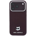 Etui Karl Lagerfeld Grained Choupette Head Metal do iPhone 18 Pro / 17 Pro do MagSafe, burgundowe