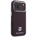 Etui Karl Lagerfeld Grained Choupette Head Metal do iPhone 18 Pro / 17 Pro do MagSafe, burgundowe