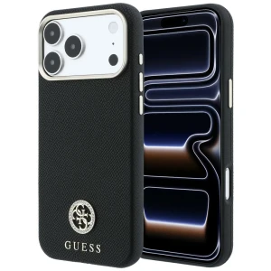 Etui Guess Grained Round Strass Logo do iPhone 18 Pro / 17 Pro do MagSafe, czarne