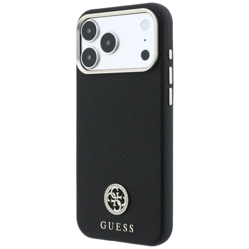 Etui Guess Grained Round Strass Logo do iPhone 18 Pro / 17 Pro do MagSafe, czarne