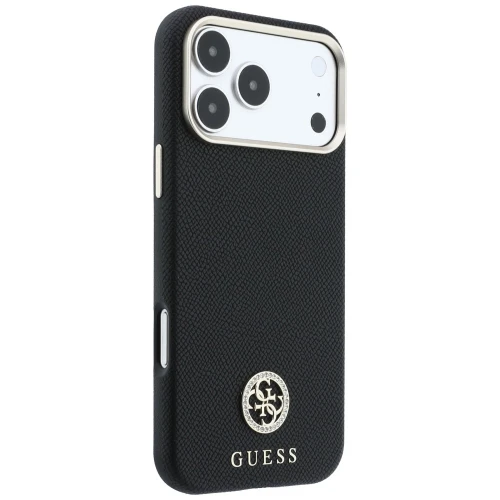 Etui Guess Grained Round Strass Logo do iPhone 18 Pro / 17 Pro do MagSafe, czarne