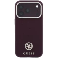 Etui Guess Grained Round Strass Logo do iPhone 18 Pro / 17 Pro do MagSafe, burgundowe