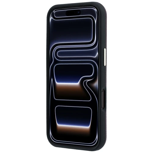 Etui Guess Grained Round Strass Logo do iPhone 18 Pro / 17 Pro do MagSafe, burgundowe
