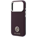 Etui Guess Grained Round Strass Logo do iPhone 18 Pro / 17 Pro do MagSafe, burgundowe