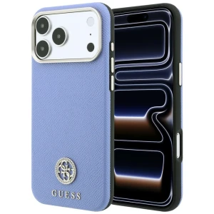 Etui Guess Grained Round Strass Logo do iPhone 18 Pro / 17 Pro do MagSafe, niebieskie