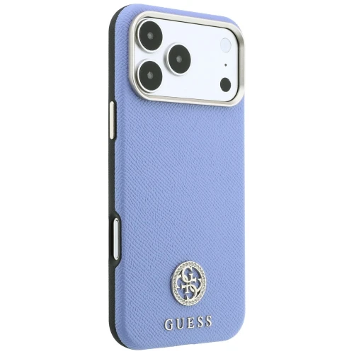 Etui Guess Grained Round Strass Logo do iPhone 18 Pro / 17 Pro do MagSafe, niebieskie