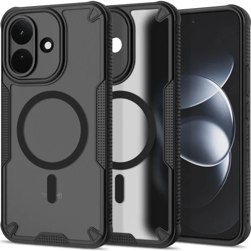 Etui Tech-Protect Rugged Shield do MagSafe do Xiaomi Redmi Note 17 Pro 5G, matowe przydymione z czarną ramką (1/9)