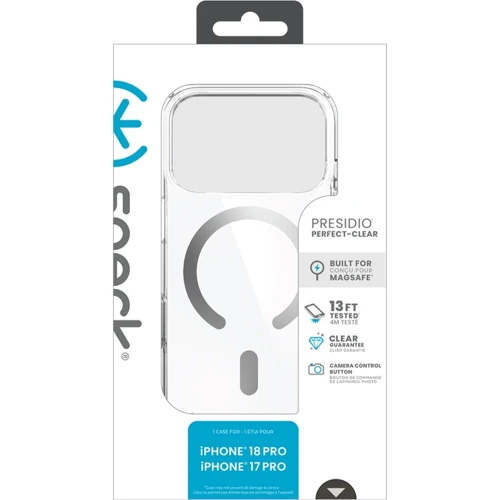 Etui Speck Presidio Perfect-Clear do MagSafe do iPhone 18 Pro / 17 Pro, przezroczysto-srebrne (9/9)
