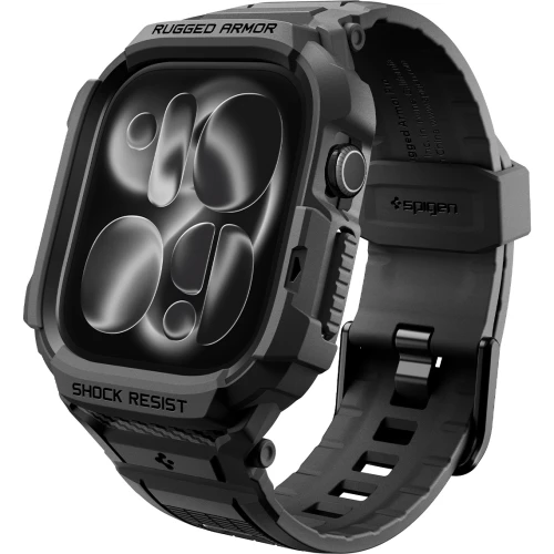 Etui z paskiem Spigen Rugged Armor Pro do Apple Watch Series 12 42mm, czarne (1/16)