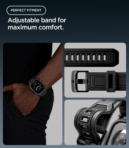 Etui z paskiem Spigen Rugged Armor Pro do Apple Watch Series 12 42mm, czarne (5/16)
