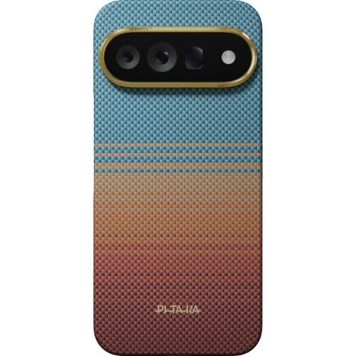 Etui aramidowe Pitaka Ultra-Slim Case do MagSafe, do Google Pixel 11, pomarańczowo-niebieskie z kevlarem (3/5)